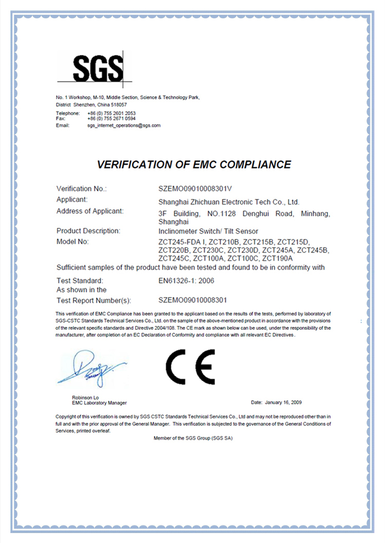 ZCT245-FDA，ZCT215B 系列 CE 证书